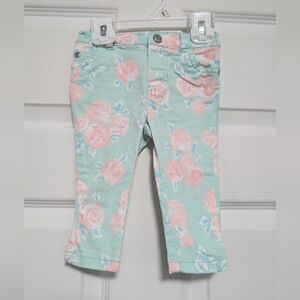 Carter's Green and Pink Floral Jeans